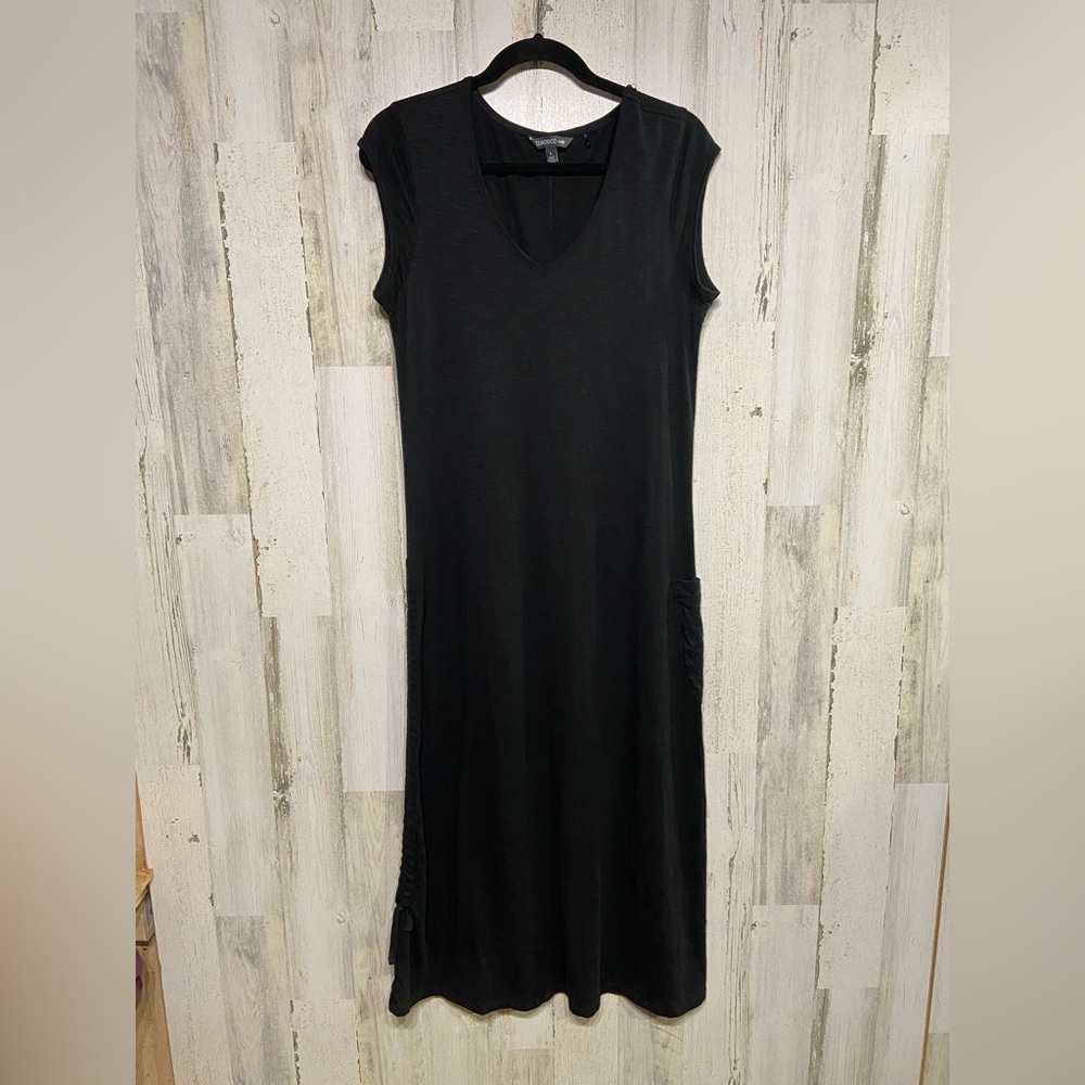 Toad & Co Black Drawstring Samba Muse Midi Dress Large - Picture 2 of 10
